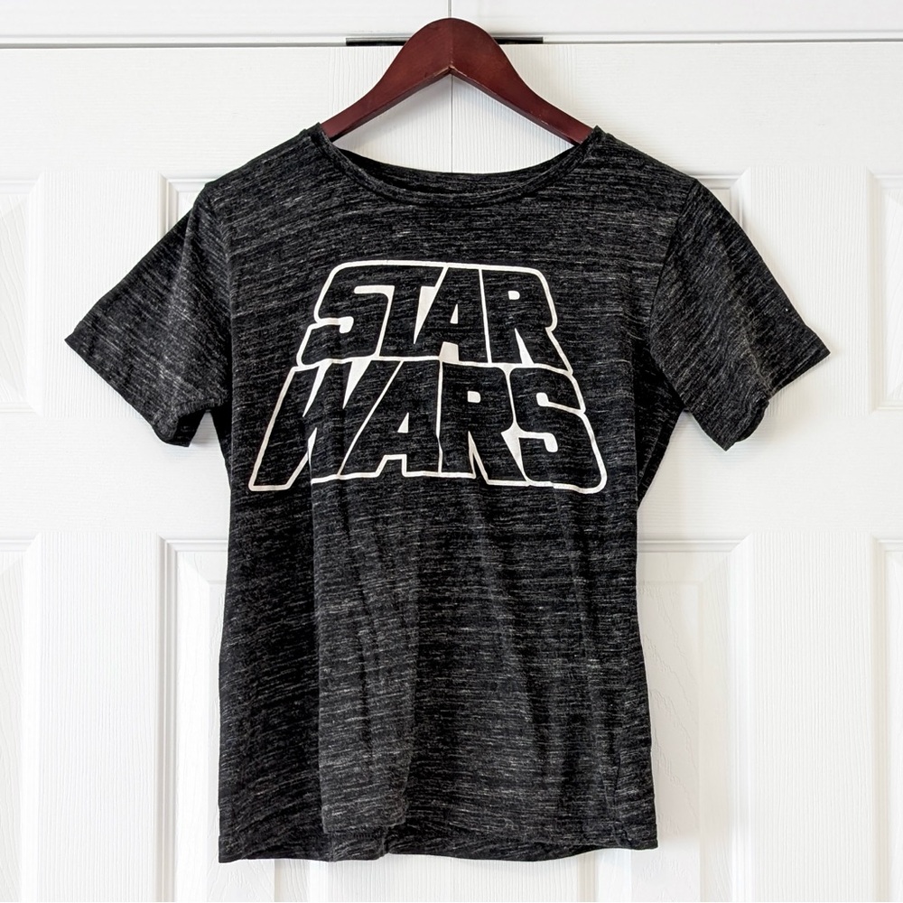 Star Wars Logo Size Large Grey and Black Women’s T-Shirt